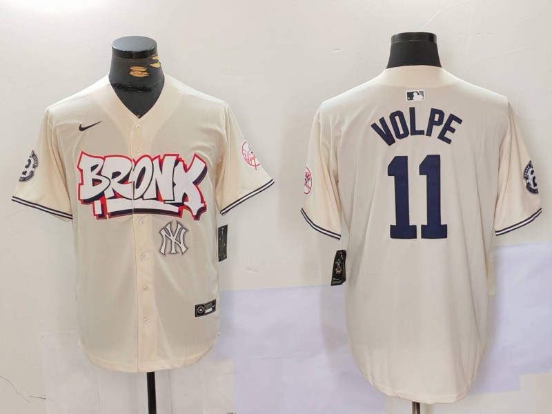 Men New York Yankees #11 Volpe Cream joint name 2024 Nike MLB Jersey style 4->new york yankees->MLB Jersey
